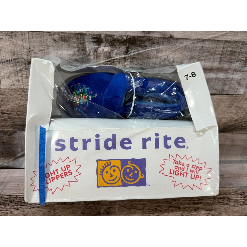 Vintage Twinkle Lites Light Up Slippers Blue Christmas Size 7-8 Kids